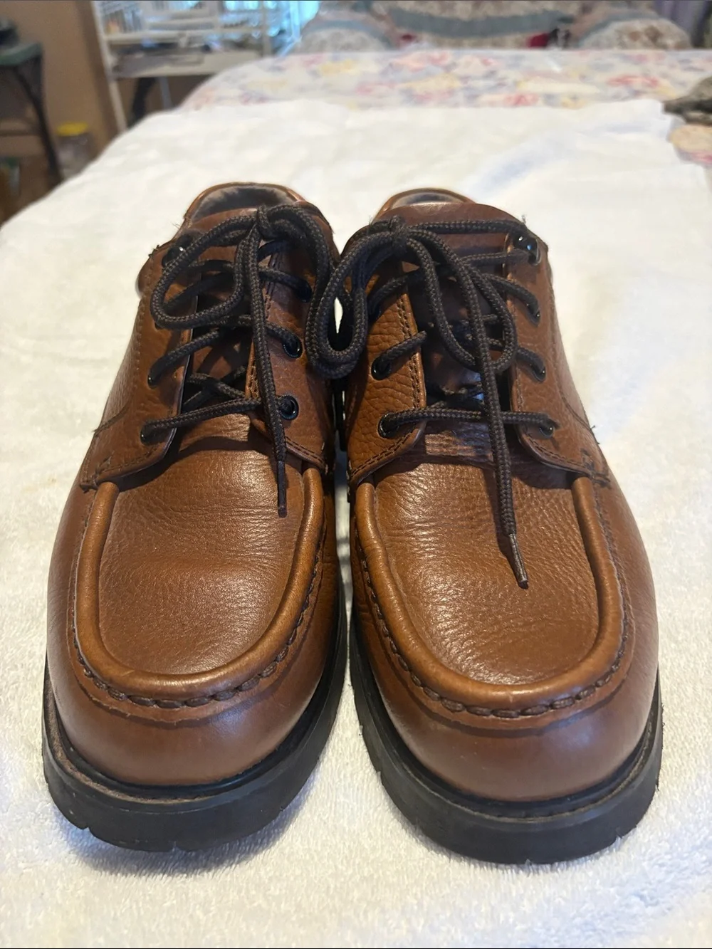 Dockers Men’s Tan Leather Boat Shoes with Black Laces